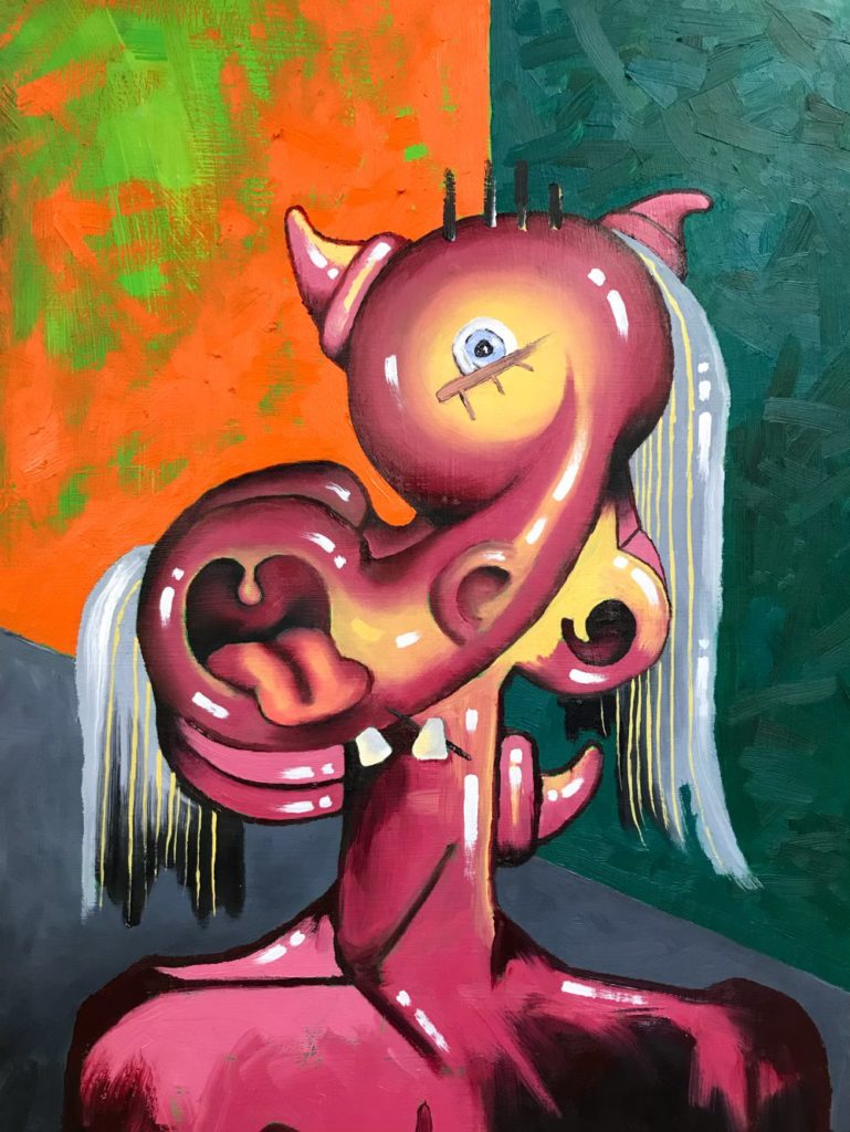 "Protocubist Portrait Number 3"
24 x 36 x 2 in.
Oil on Linen over Hardboard.
Elliott Earls, February 2018.