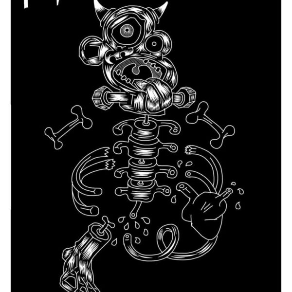 The Frailty of Human Intellect Under Siege (Black). Screenprint by Elliott Earls