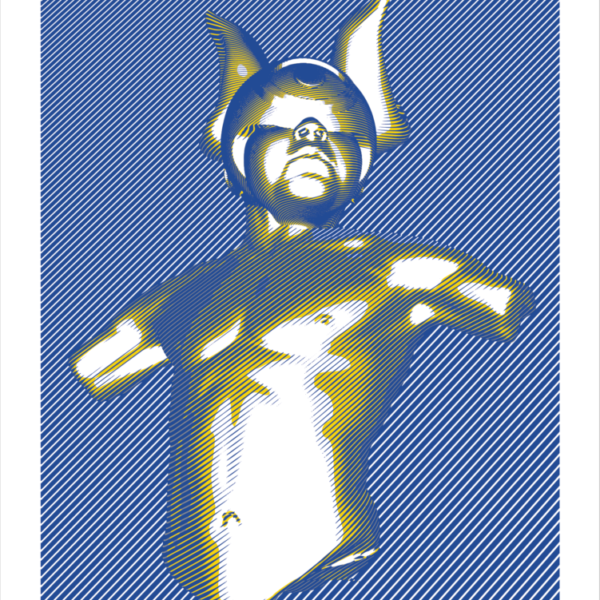 Cyclops In Blue, Gray and Yellow
By Elliott Earls
22 x 30 in.
3 Spot Color Hand Pulled Screenprint on American Masters 250gsm. 100% Cotton Paper. Deckle Edge.
Signed and Numbered,
Edition of 12.
Released October 3, 2016.