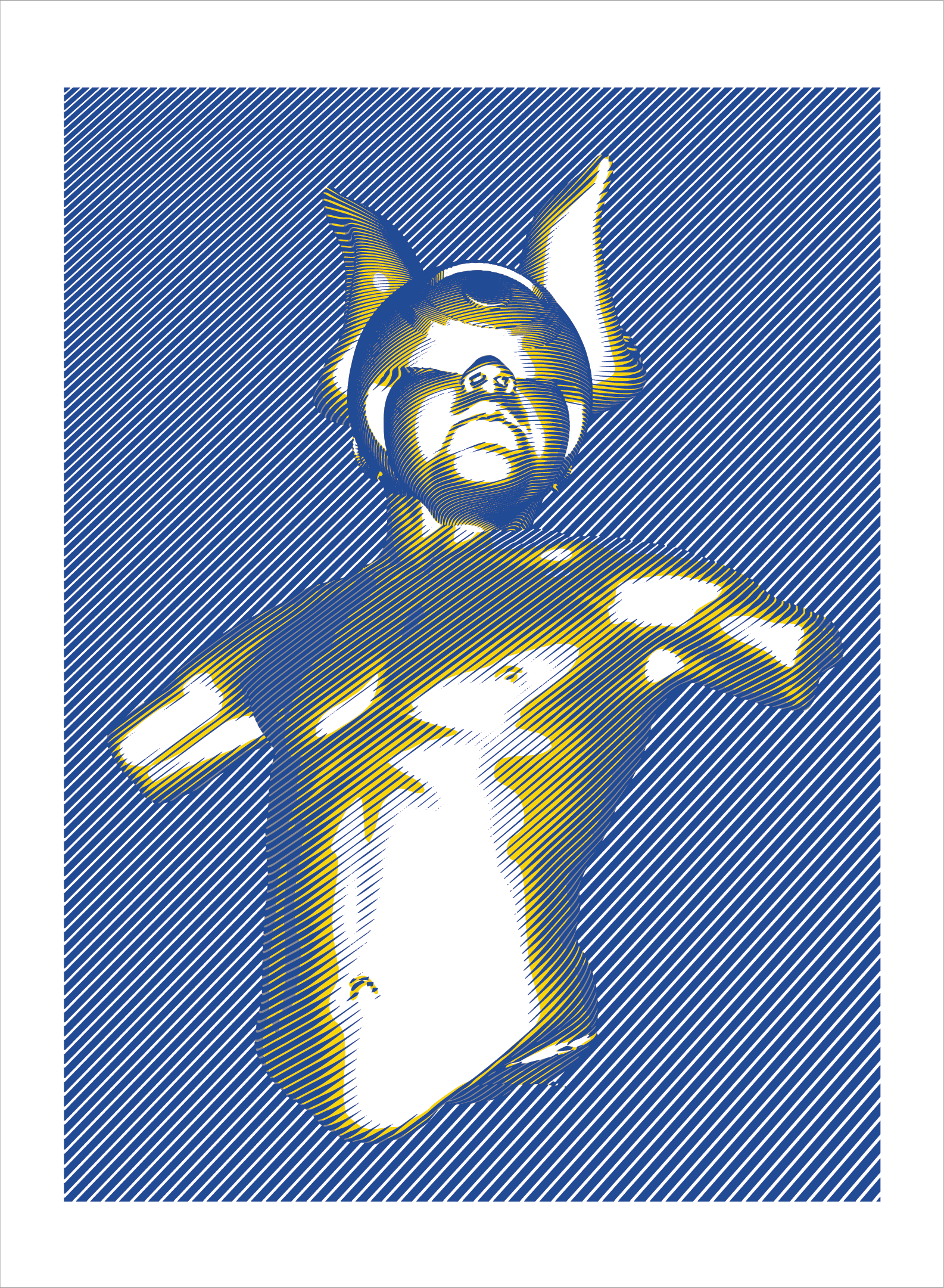 Cyclops In Blue, Gray and Yellow
By Elliott Earls
22 x 30 in.
3 Spot Color Hand Pulled Screenprint on American Masters 250gsm. 100% Cotton Paper. Deckle Edge.
Signed and Numbered,
Edition of 12.
Released October 3, 2016.