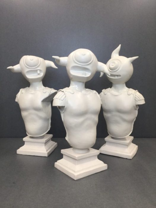 Porcelain figures from "Elegy for The Collapse of The Empire." By Elliott Earls Edition of 20 Porcelain 10.5"(t)x5.5"(w)x4"(d) 2011.
