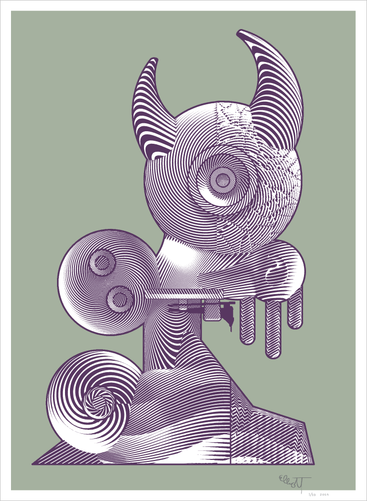 "Elemental Ego Reconstruction 2"
By Elliott Earls
22 x 30″
Edition of 10 Prints
2 Spot Color - Hand-Pulled Screen Print
Printed on Coventry Rag Heavy Weight 100% Cotton Paper. 
Signed, Numbered and Blind Embossed by the Artist.
Released July 26, 2019.