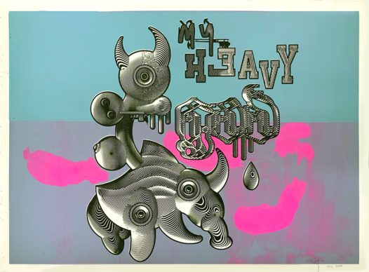 My Heavy God Monoprint #1 by Elliott Earls