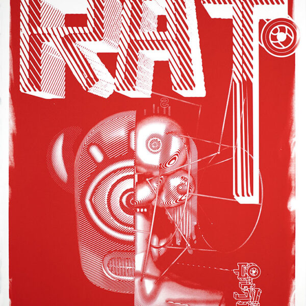"RAT"
By Elliott Earls
22 x 30″
1 Spot Color – Edition of 20
Printed on Rives BFK Heavy Weight 100% Cotton Paper.
Signed and Numbered by the Artist
Released 10AM Thursday February 6, 2020.