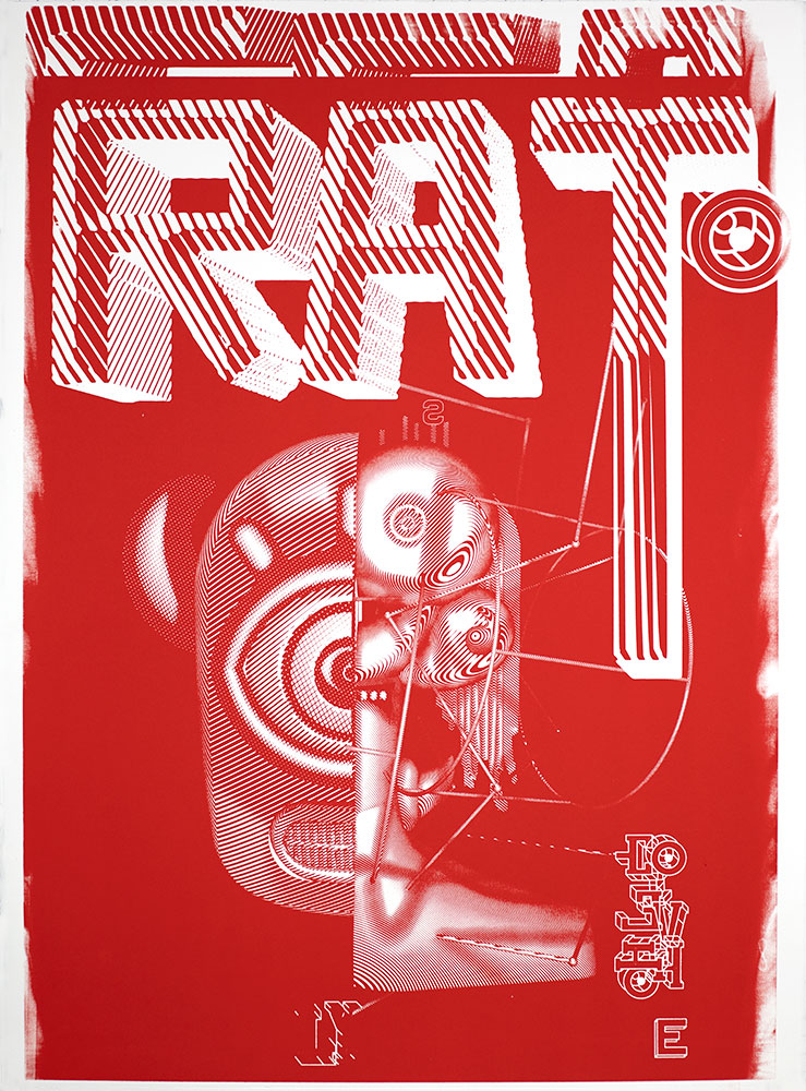 "RAT"
By Elliott Earls
22 x 30″
1 Spot Color – Edition of 20
Printed on Rives BFK Heavy Weight 100% Cotton Paper.
Signed and Numbered by the Artist
Released 10AM Thursday February 6, 2020.