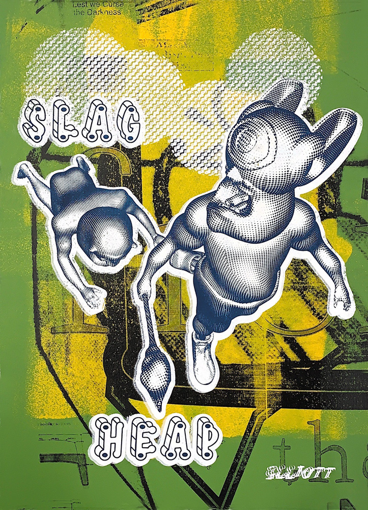 “Slag Heap” Hand Painted Print By Elliott Earls
11.5 x 16 in.
4 total colors – 2 Hand-Pulled Spot Colors + 2 hand Painted.
Edition of 40
Signed & numbered by the Artist
Released March 31, 2021. Noon EST Public Release
Hand-Pulled Screenprint.
Price to "The List" $90 
(Public Price $100)
By Elliott Earls
🍄