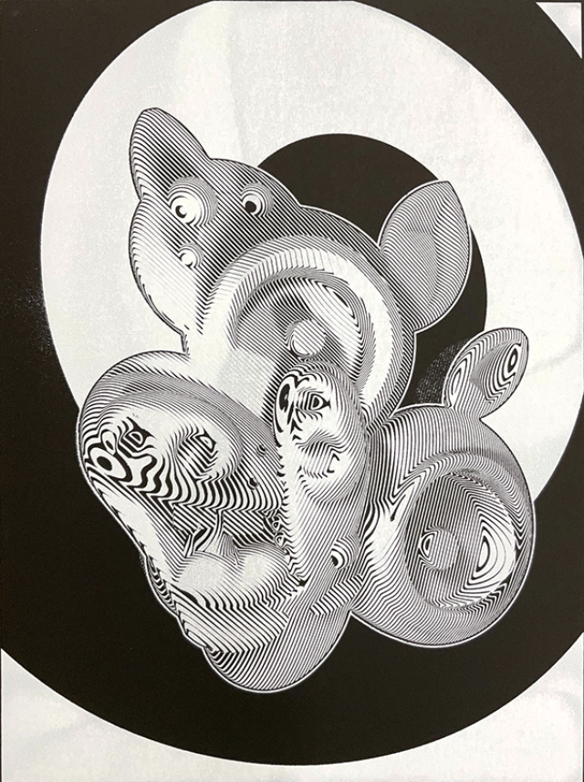 "Laugh Track” by Elliott Earls 9 x 12″ Timed Edition (available from October 5, 1PM EST - October 6 , 1PM EST)  1 Spot Color – Hand-Pulled Screen Print On Black Paper 100% Cotton Paper. Signed, Numbered by the Artist. Released October 5, 2021.