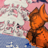 Detail view of “Untitled in Blue and Orange” By Elliott Earls  8.25 x 11.25 ″ 4 Spot Colors  Timed Edition (available for 24 hours only) Available from April 20, 2022 at 12:00 PM  at 12:00 PM to April 21, 2022 at 12:00 PM  Rives BFK 100% Cotton Paper with a Deckle Edge  Signed & numbered by the Artist  Released April 20, 2022 at 12:00 PM  Hand-Pulled Screenprint