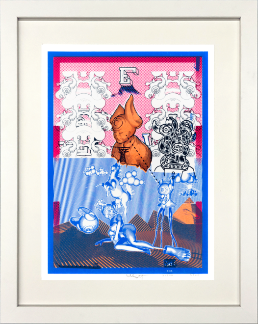 “Untitled in Blue and Orange” in Archival White Frame