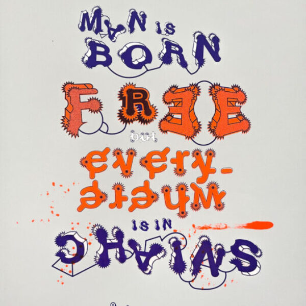 "Man Is Born Free But Is Everywhere In Chains"
By Elliott Earls
19.5 x 25.5″
4 Spot Colors - 1 Flourescent
Open Edition.
Canson Mi-Tieintes. Moon Grey 50% Cotton Paper with a Straight Edge - Archival
Signed & numbered by the Artist
Released September 3, 2022
Hand-Pulled Screenprint