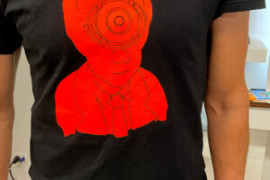 New Elliott Branded Black and Fluorescent Orange V-Neck T-Shirt