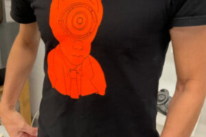 New Elliott Branded Black and Fluorescent Orange V-Neck T-Shirt