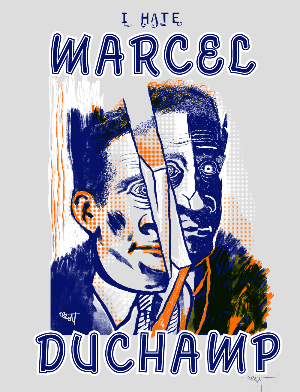 “I Hate Marcel Duchamp" By Elliott Earls 19.5" x 25.5" 3 Spot Colors Timed Edition (available for 24 hours only) Available from May, Friday, 2023 at 12:00PM to May, Friday, 2023 at 12:00PM to March 2, 2022 at 12:00 PM Canson Mi-Teintes 100% Cotton Paper Signed & numbered by the Artist Released May, 19, 2023 at 12:00PM Hand-Pulled Screenprint