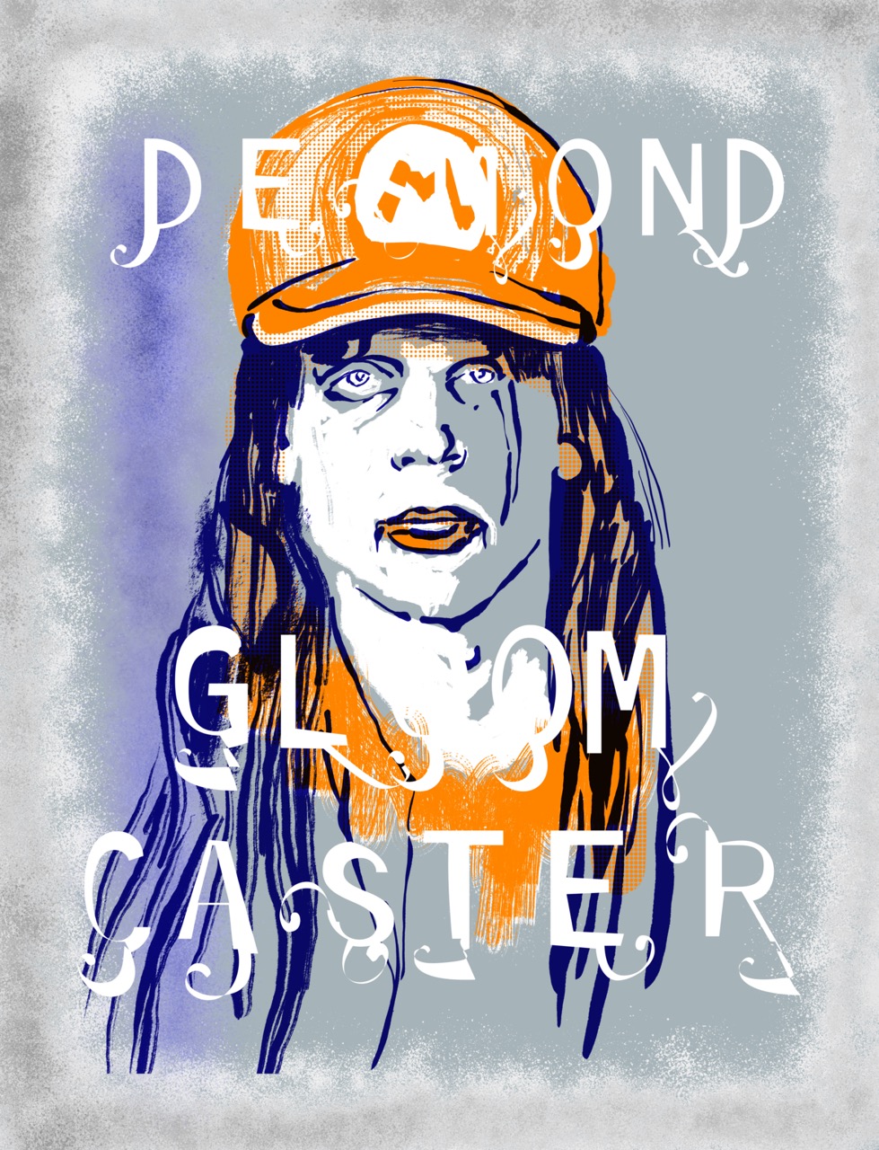 "Desmond Gloomcaster" Timed Edition for February 25, 2024 2021 by Elliott Earls* 19.5 x 25.5" * 3 Spot Colors (1 Spot = Fluorescent "day-glow" color) * Timed Edition (available for 24 hours only) - available from Feb 25, 2024 at 7:08 AM to Feb 26, 2024 at 7:08 AM * Canson Mi-teintes Heavy Weight 100% Cotton Paper with a Deckle Edge * Signed & numbered by the Artist * Released Feb 25, 2024 at 7:08 AM * Hand-Pulled Screenprint * Each print contains unique hand painted elements