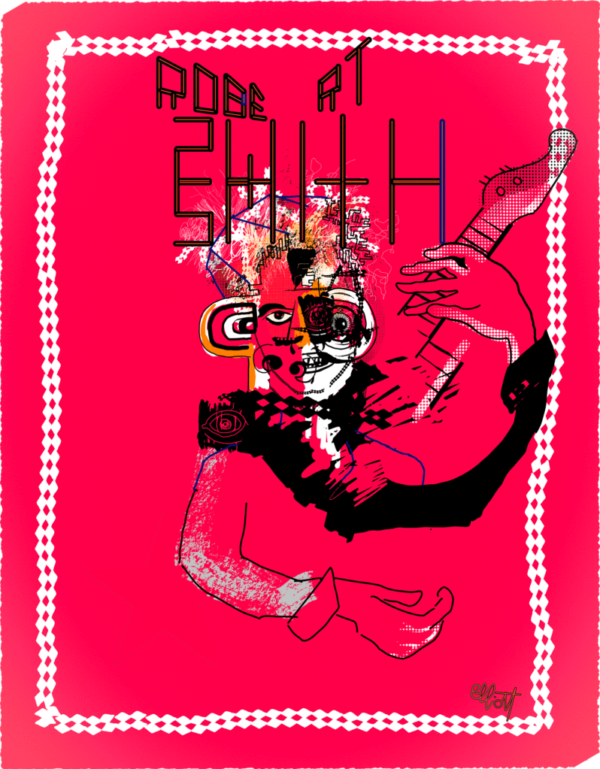 ""Portrait of Robert Smith" in Fluorescent Red"
By Elliott Earls
9” x 11"
4 Spot Colors
Timed Edition (available for 24 hours only)
Available from September, Monday, 2024 at 12:00PM to Tuesday 12:00PM
100% Cotton - Super Heavyweight Hand Made Paper With A Deckle Edge
Signed & numbered by the Artist
Hand-Pulled Screenprint
With Blind Embossed Elements 